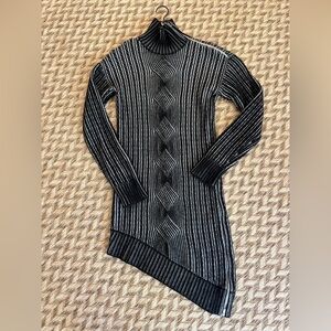 Naadam Dress - Women's Small Black White - Asymmetrical Tunic Sweater Knit